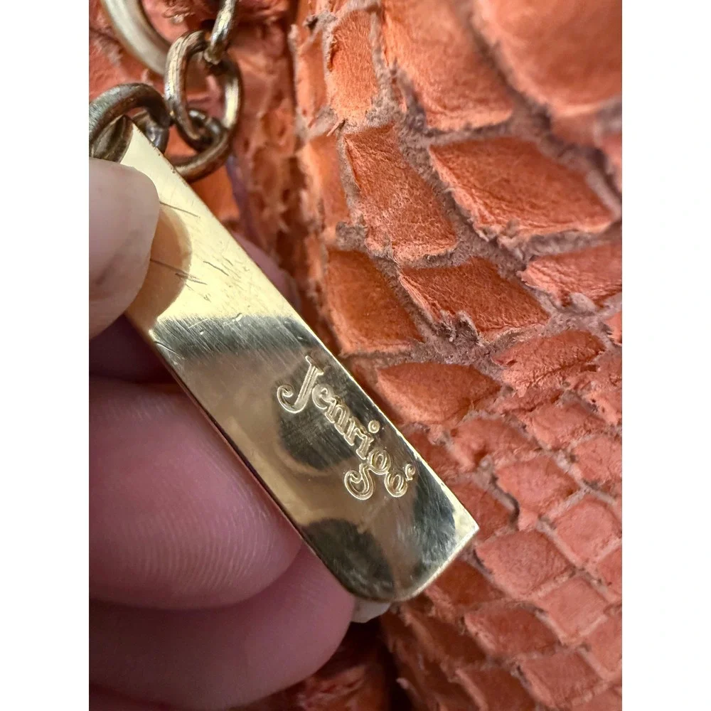 Vintage Y2K Janie Jo Boho Chic Purse Coral Python Textured Tassel Fairy Grunge